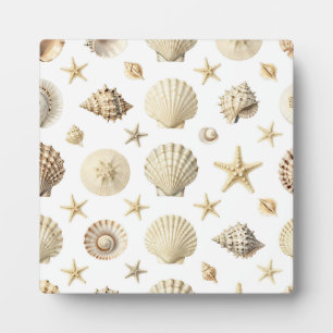 Coastal Seashell Starfish Seamless Pattern Plaque
