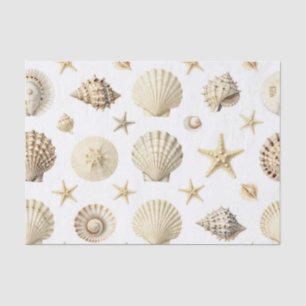 Coastal Seashell Starfish Seamless Pattern Tissue Paper