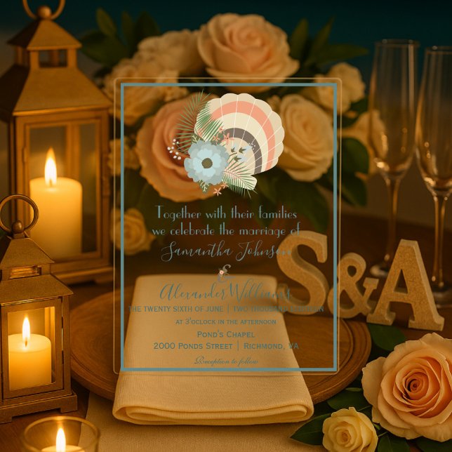 Coastal Seashell Wedding Acrylic Invitations (Creator Uploaded)