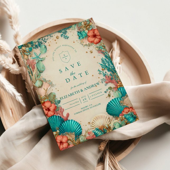 Coastal Seashell Wedding Save The Date (Creator Uploaded)