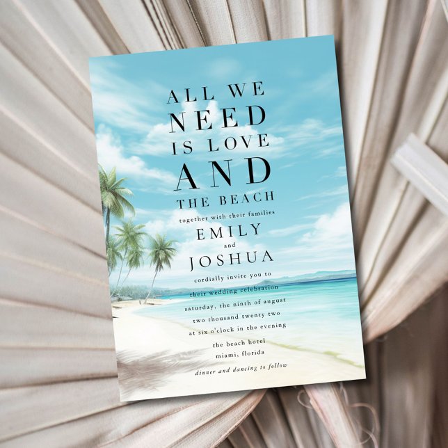 Coastal Seaside All We Need is Love Beach Wedding Invitation (Coastal Seaside All We Need is Love Beach Wedding Invitation)