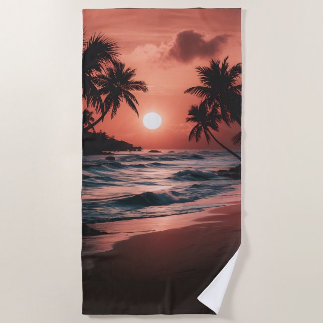 Coastal seaside beach sunset towel (Front)