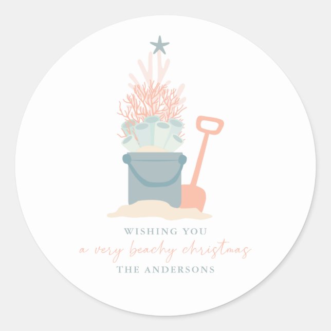 Coastal Seaside Christmas Sticker (Front)