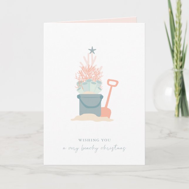 Coastal Seaside Christmas Tree Holiday Card (Front)