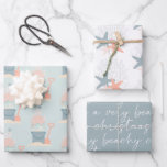 Coastal Seaside Christmas Wrapping Paper Sheets<br><div class="desc">Wrap your loved ones gifts in a beachy coastal seaside wrapping paper set.
A beach themed Christmas tree made of colourful coral in a sand pail.</div>