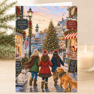 Coastal Seaside Harbour Merry Christmas Holiday Card