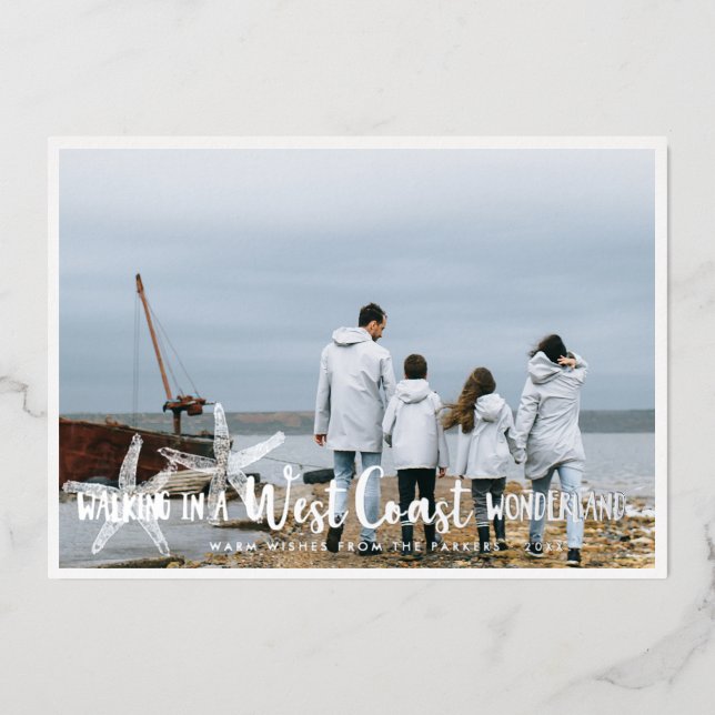 Coastal Seaside Holiday Photo Collage Card (Front)