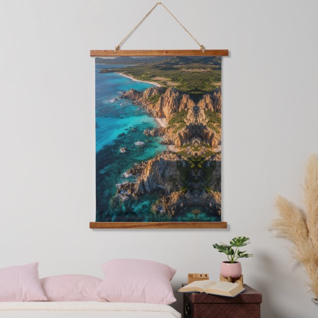 Coastal Serenity from Above Hanging Tapestry (Bedroom)