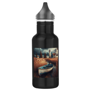 Coastal Serenity: Lighthouse and Rowboat 532 Ml Water Bottle
