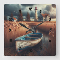 Coastal Serenity: Lighthouse and Rowboat