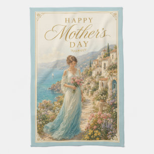 Coastal Serenity Mother’s Day Greeting Tea Towel