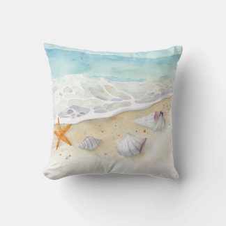 Coastal Serenity Waves Throw Pillow
