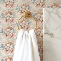 Coastal Shells and Coral on Pastel Waves