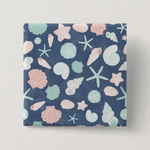 Coastal Shells Beach & Ocean Design 15 Cm Square Badge
