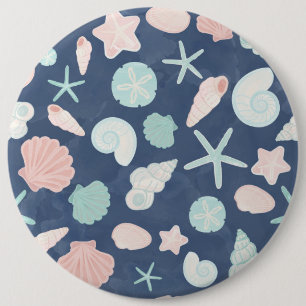 Coastal Shells Beach & Ocean Design 6 Cm Round Badge