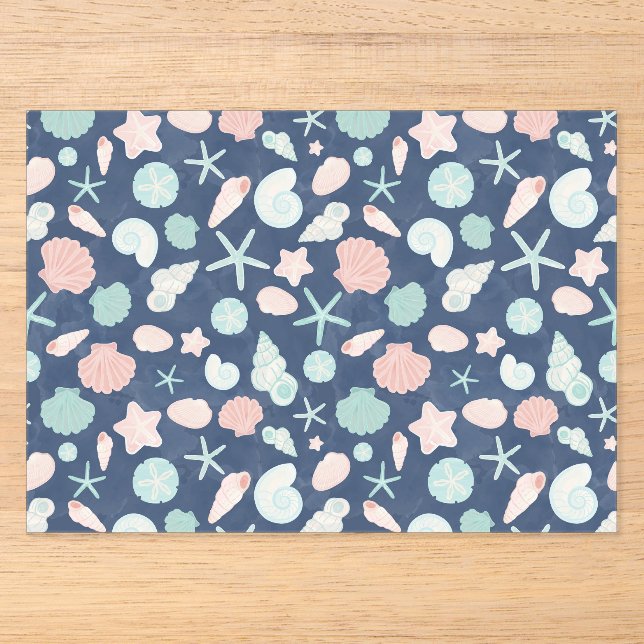 Coastal Shells Beach & Ocean Design Acrylic Invitations (Front)