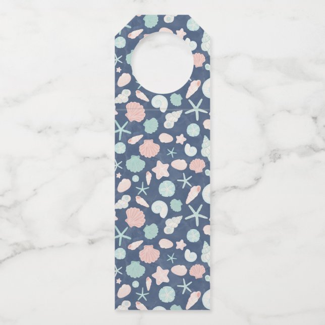 Coastal Shells Beach & Ocean Design Bottle Tag (Front)