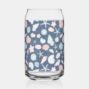 Coastal Shells Beach & Ocean Design Can Glass