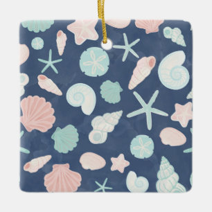 Coastal Shells Beach & Ocean Design Ceramic Ornament
