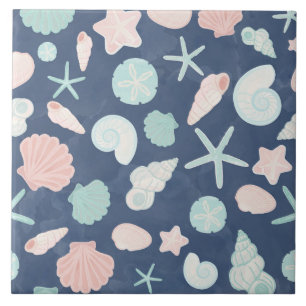 Coastal Shells Beach & Ocean Design Ceramic Tile