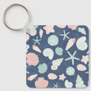 Coastal Shells Beach & Ocean Design Key Ring