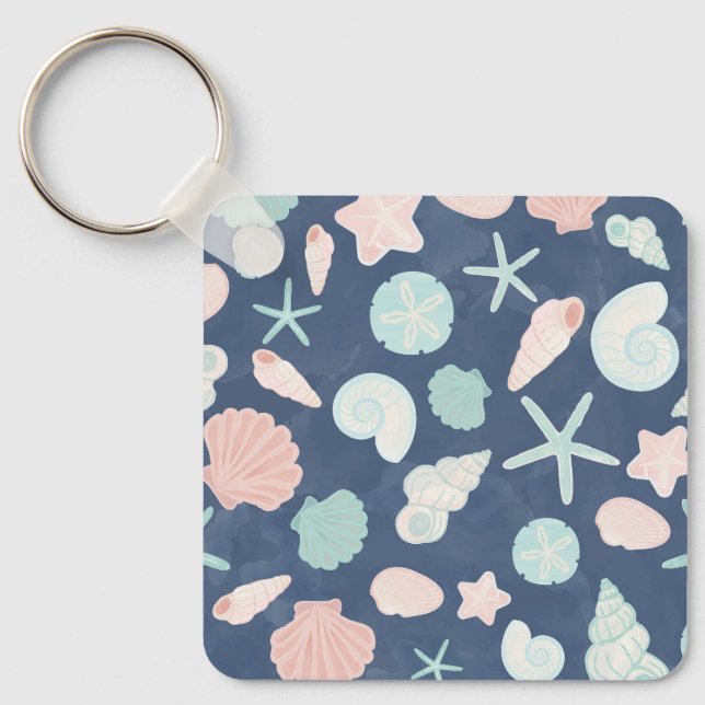 Coastal Shells Beach & Ocean Design Key Ring (Front)
