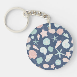 Coastal Shells Beach & Ocean Design Key Ring