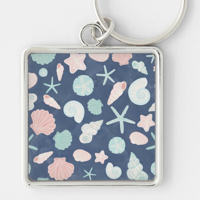 Coastal Shells Beach & Ocean Design Key Ring (Front)