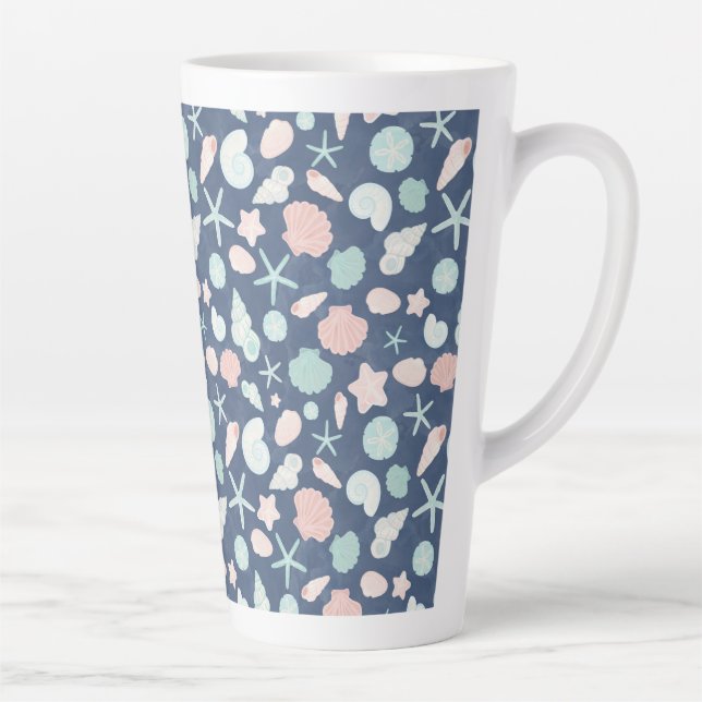Coastal Shells Beach & Ocean Design Latte Mug (Right)