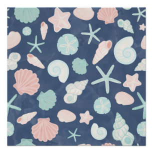 Coastal Shells Beach & Ocean Design Poster