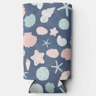 Coastal Shells Beach & Ocean Design Seltzer Can Cooler
