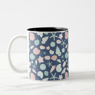 Coastal Shells Beach & Ocean Design Two-Tone Coffee Mug