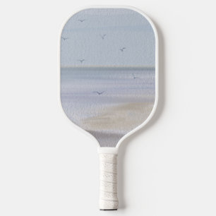 Coastal Shoreline Beach Watercolor Pickleball Paddle