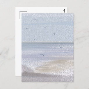 Coastal Shoreline Beach Watercolor Postcard