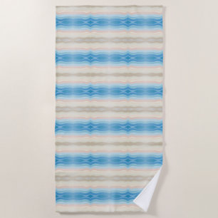 Coastal Shoreline Salty Wavy Repeat Pattern Beach Towel