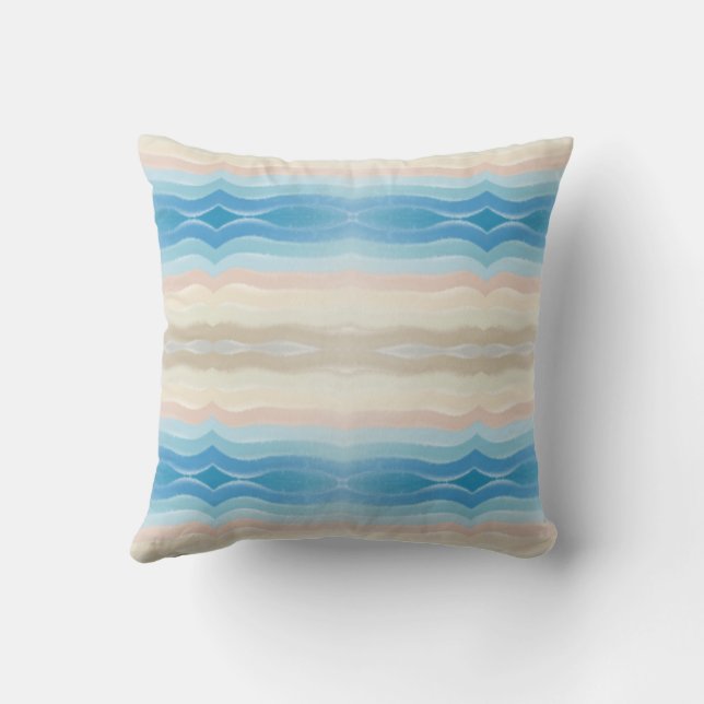 Coastal Shoreline Salty Wavy Repeat Pattern  Cushion (Back)