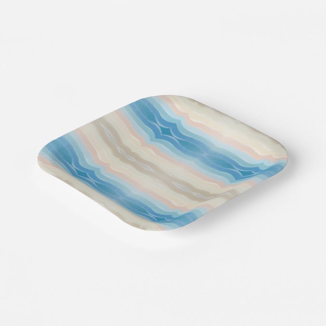 Coastal Shoreline Salty Wavy Repeat Pattern  Paper Plate (Angled)