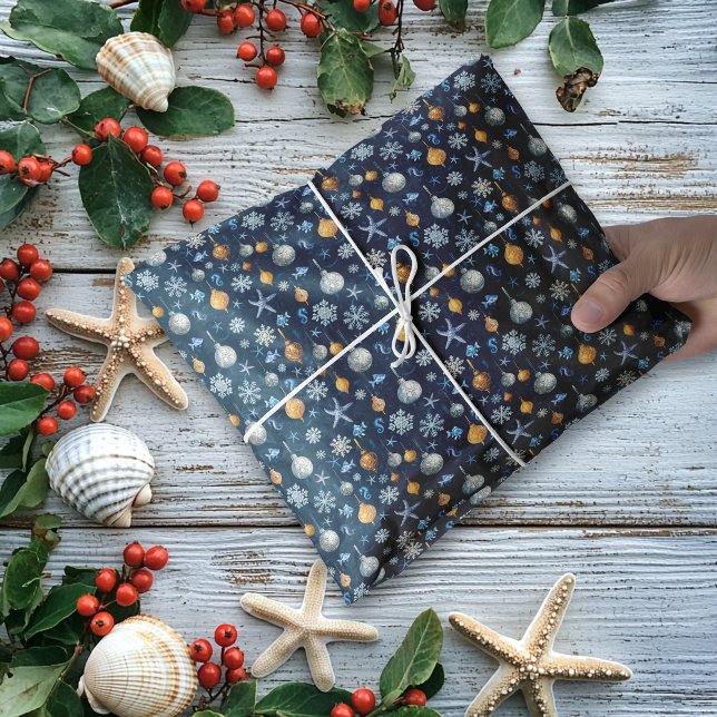 Coastal Snowflakes & Nautical Elements Pattern Tissue Paper (Coastal Snowflakes & Nautical Elements Pattern Tissue Paper)