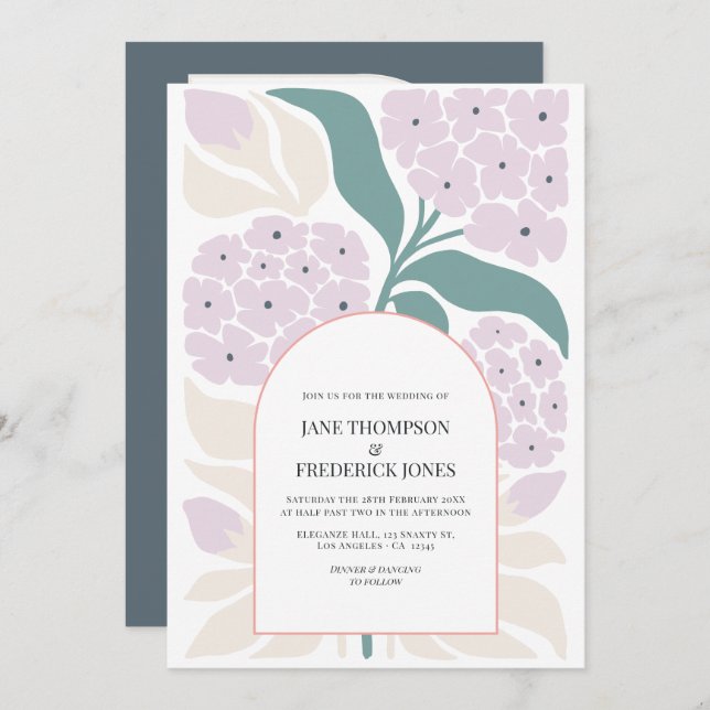 Coastal Spring Floral Modern Spring Wedding Invitation (Front/Back)