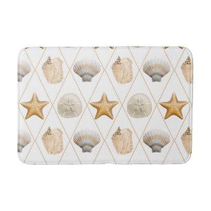 Coastal Starfish and Seashells Bath Mat