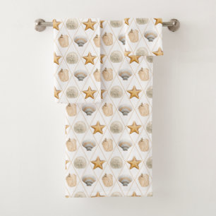 Coastal Starfish and Seashells Bath Towel Set