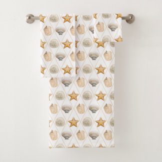 Coastal Starfish and Seashells Bath Towel Set