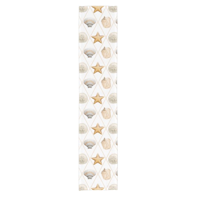 Coastal Starfish and Seashells Short Table Runner (Front)