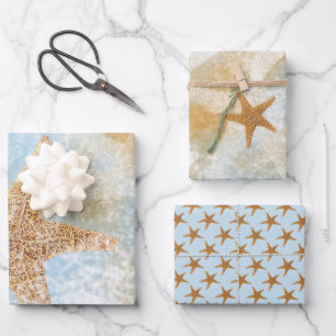 Coastal Starfish Beach Ocean  Wrapping Paper Sheet