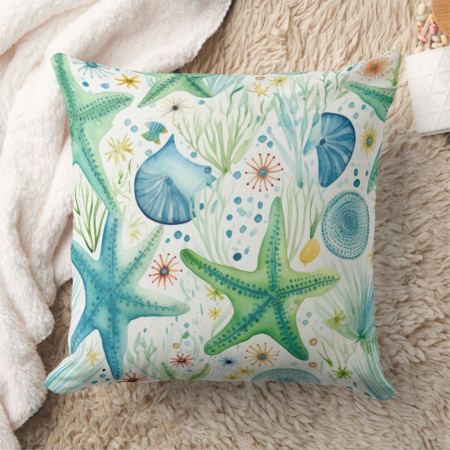 Coastal Starfish Pattern  Cushion (Blanket)