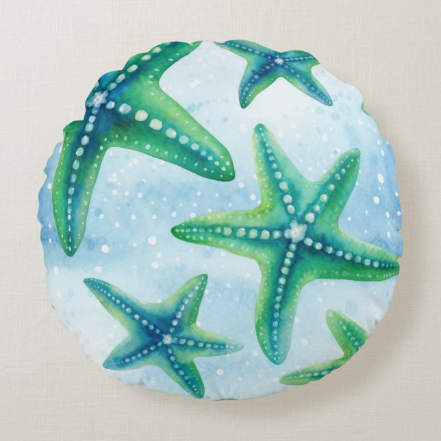 Coastal Starfish Pattern  Round Cushion (Front)