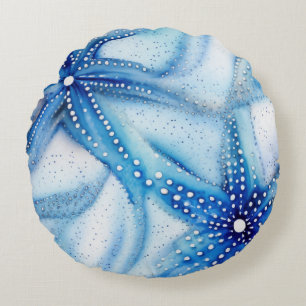 Coastal Starfish Pattern Round Cushion
