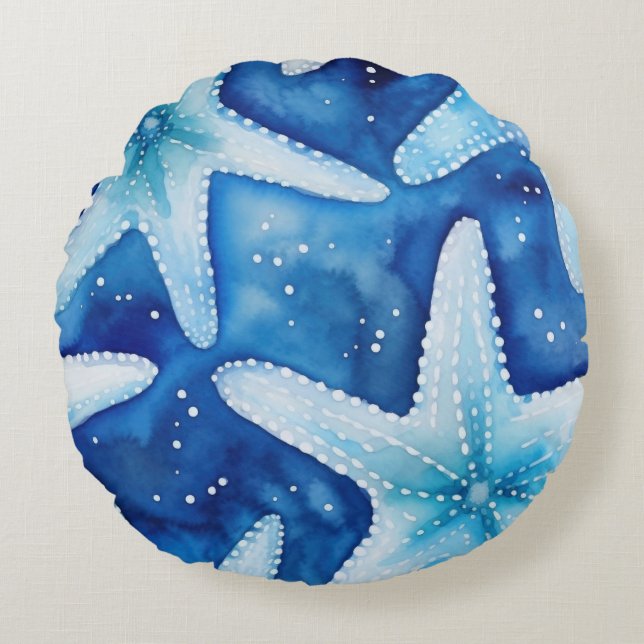 Coastal Starfish Pattern  Round Cushion (Front)