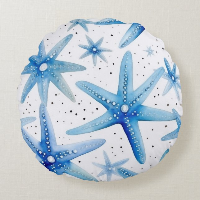 Coastal Starfish Pattern  Round Cushion (Front)