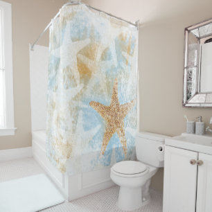 Coastal Starfish Print Shower Curtain